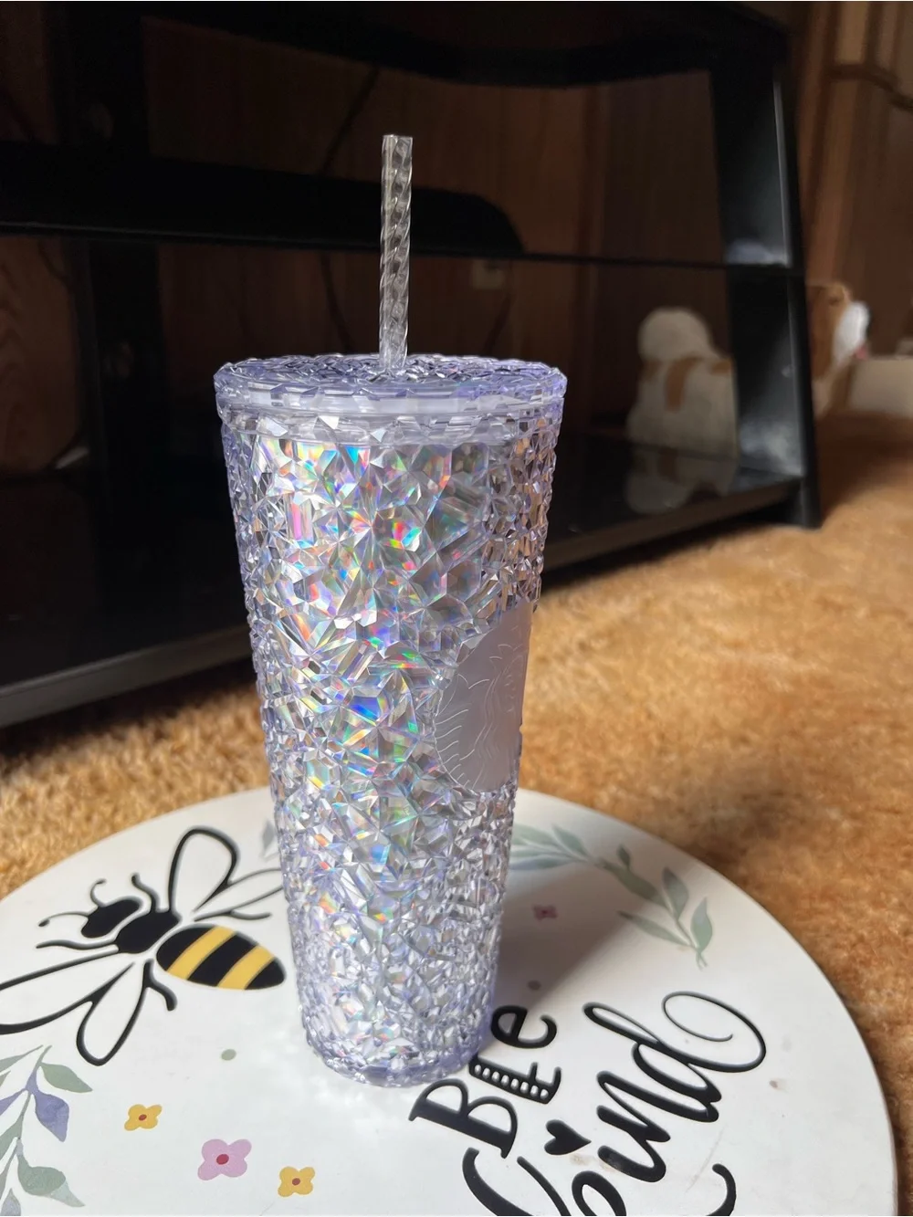 Like new Starbucks 2024 Holiday Gem Crystal Clear Iridescent Cold Tumbler 24oz.